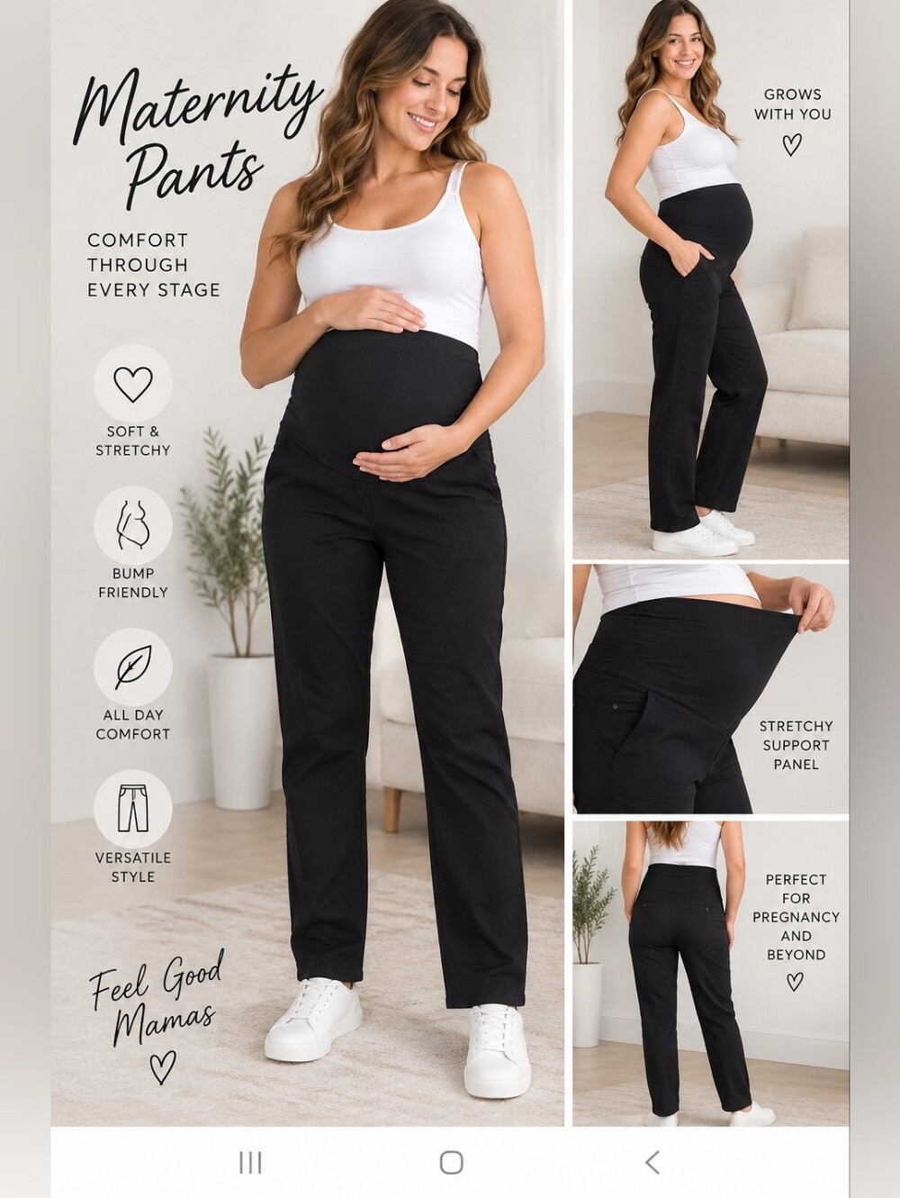 Haute mama women's small black maternity pants #02